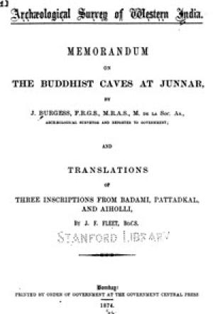 Memorandum on the Buddhist Caves at Junnar 10889472